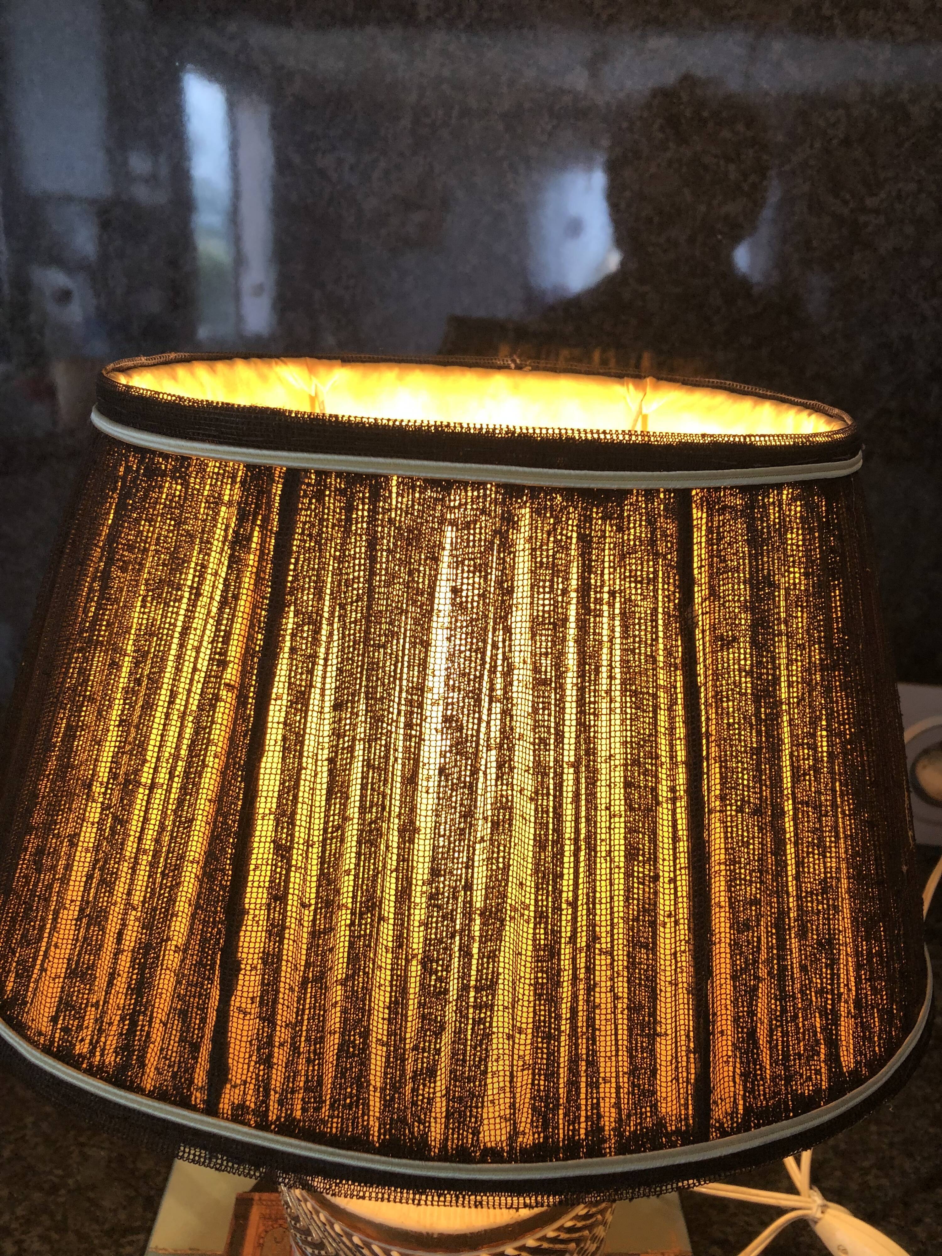Oval day abat in black and mustard yellow fabric