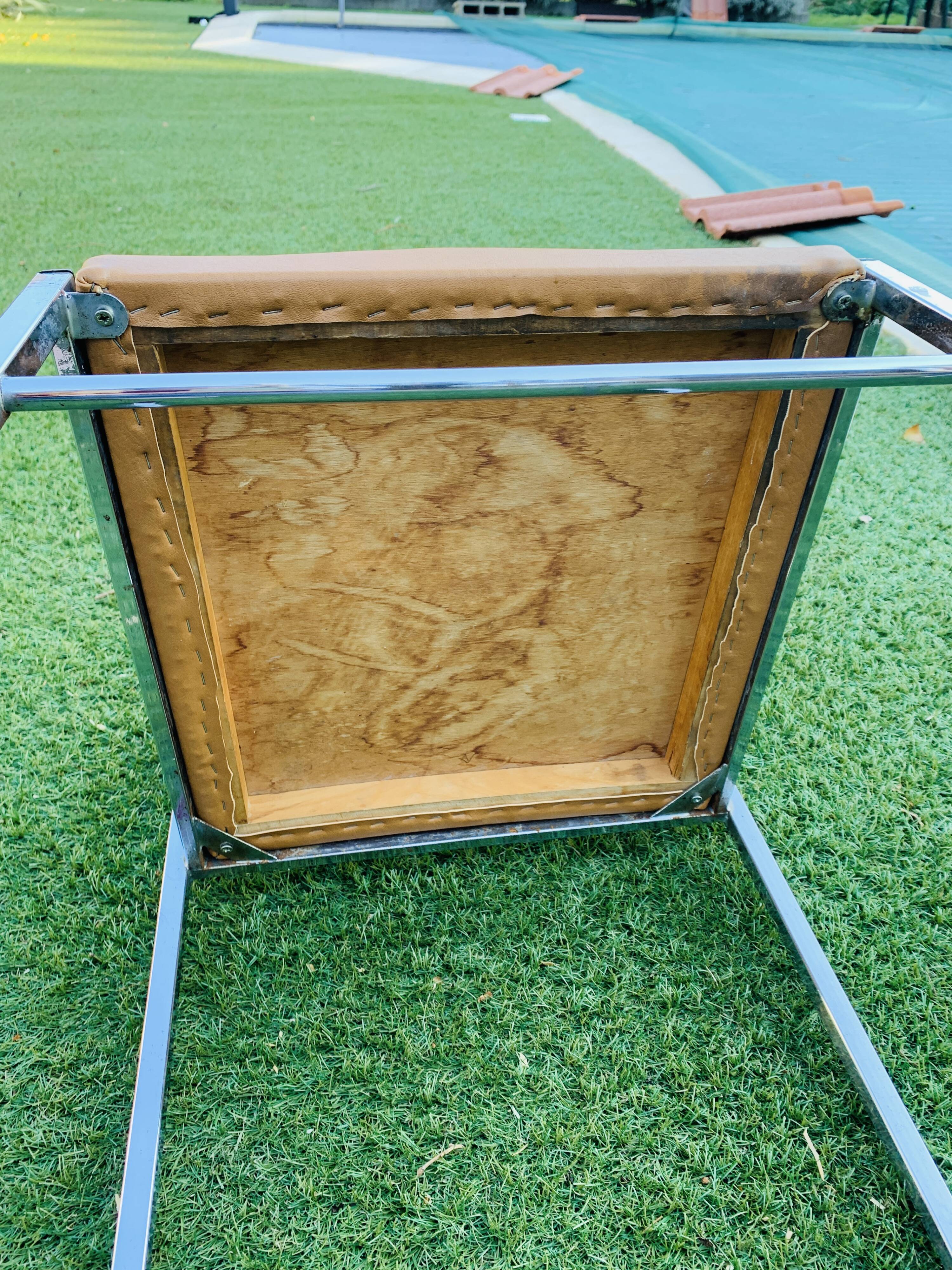 Paire de chaises années 70 cuir & vinyle