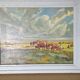 Oil painting landscape and herd of cows