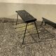 Bout de canapé vintage porte revue tablette bois scoubidou et support lampe