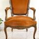 Vintage French Curry Velvet Cabriolet Armchair