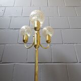 large golden floor lamp by Sölken Leuchten with four glass spheres, Mid Century floor lamp