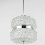 Faceted glass suspension light in chrome style by Karl Fagerlund from the 1960s.