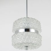 Faceted glass suspension light in chrome style by Karl Fagerlund from the 1960s.