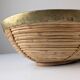 Italian oval rattan and brass centerpiece, mid-century style, 1970s