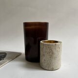 Cylindrical travertine candlestick by Fratelli Mannelli, Italian design 1970