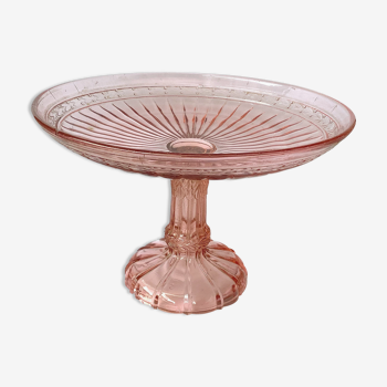 Art Nouveau pink moulded glass compotier