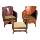Lounge chairs and ottoman attributed to Otto Schultz for Boet AB, Sweden, 1930s, set of 3