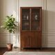 XL vintage wooden display cabinet/buffet, very tall, with glass.