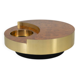 Trg" circular coffee table with bar by willy rizzo, 1970