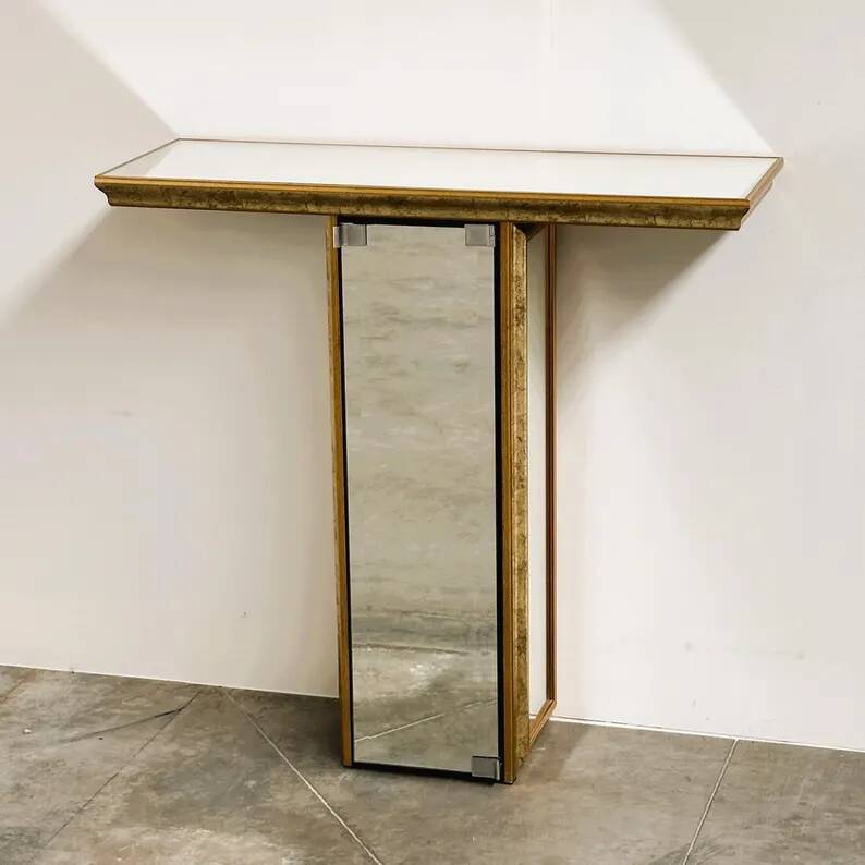 Vintage Deknudt Mirror Console with Hidden Cabinet, Belgium, 1970s