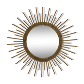 Miroir soleil en rotin des années 60 - 52 x 52 cm