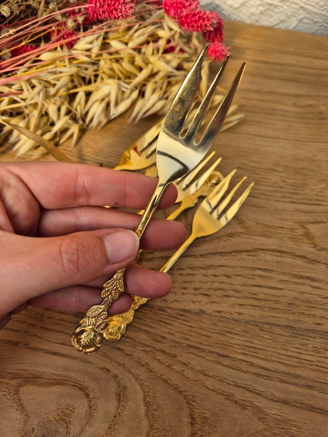 Golden metal forks