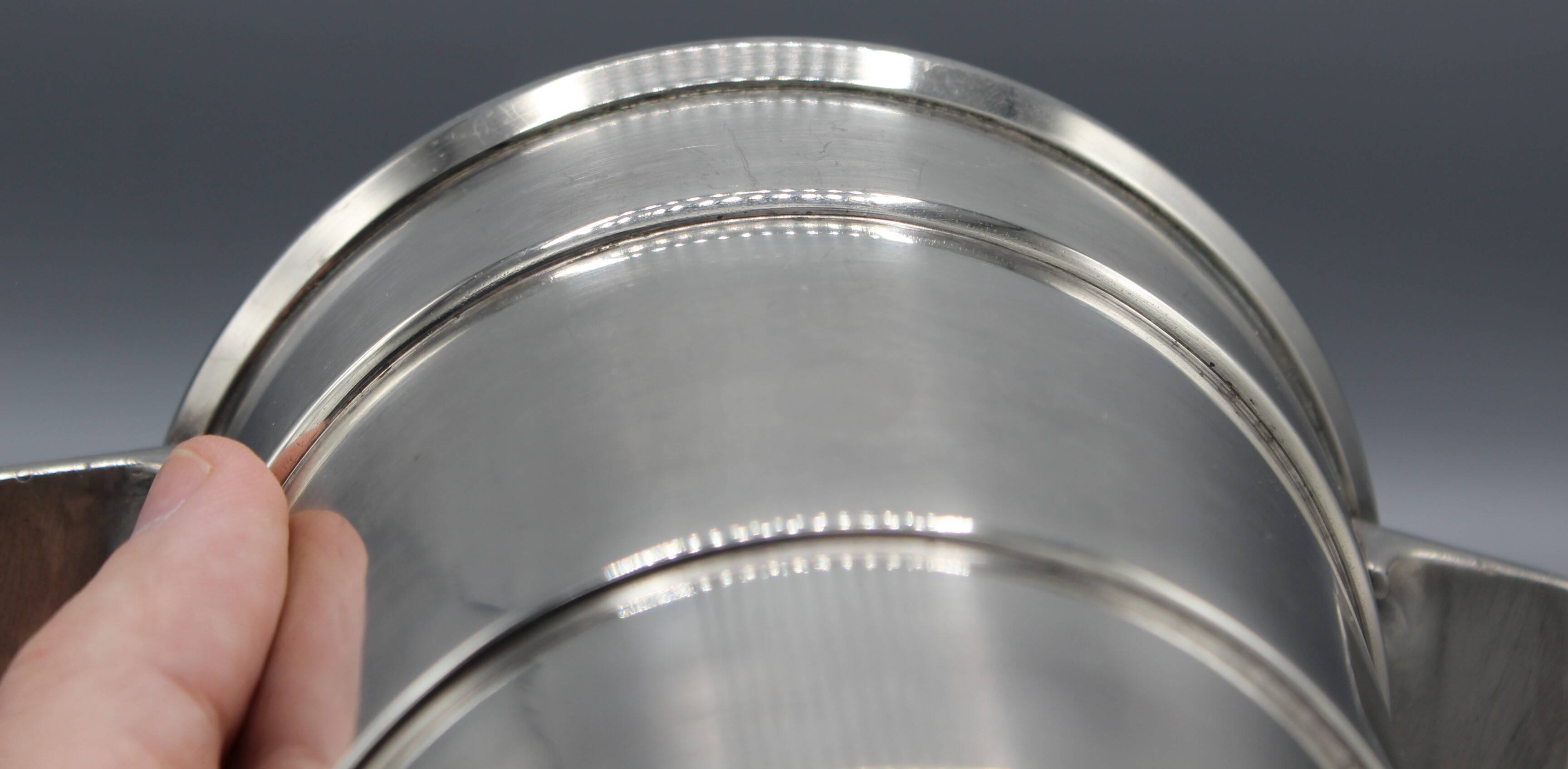 small champagne ice bucket cooler silver metal bottle art deco