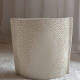 XL square ceramic vase with texture