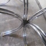 Large table Roche Bobois 1970 glass and chrome 8 pers