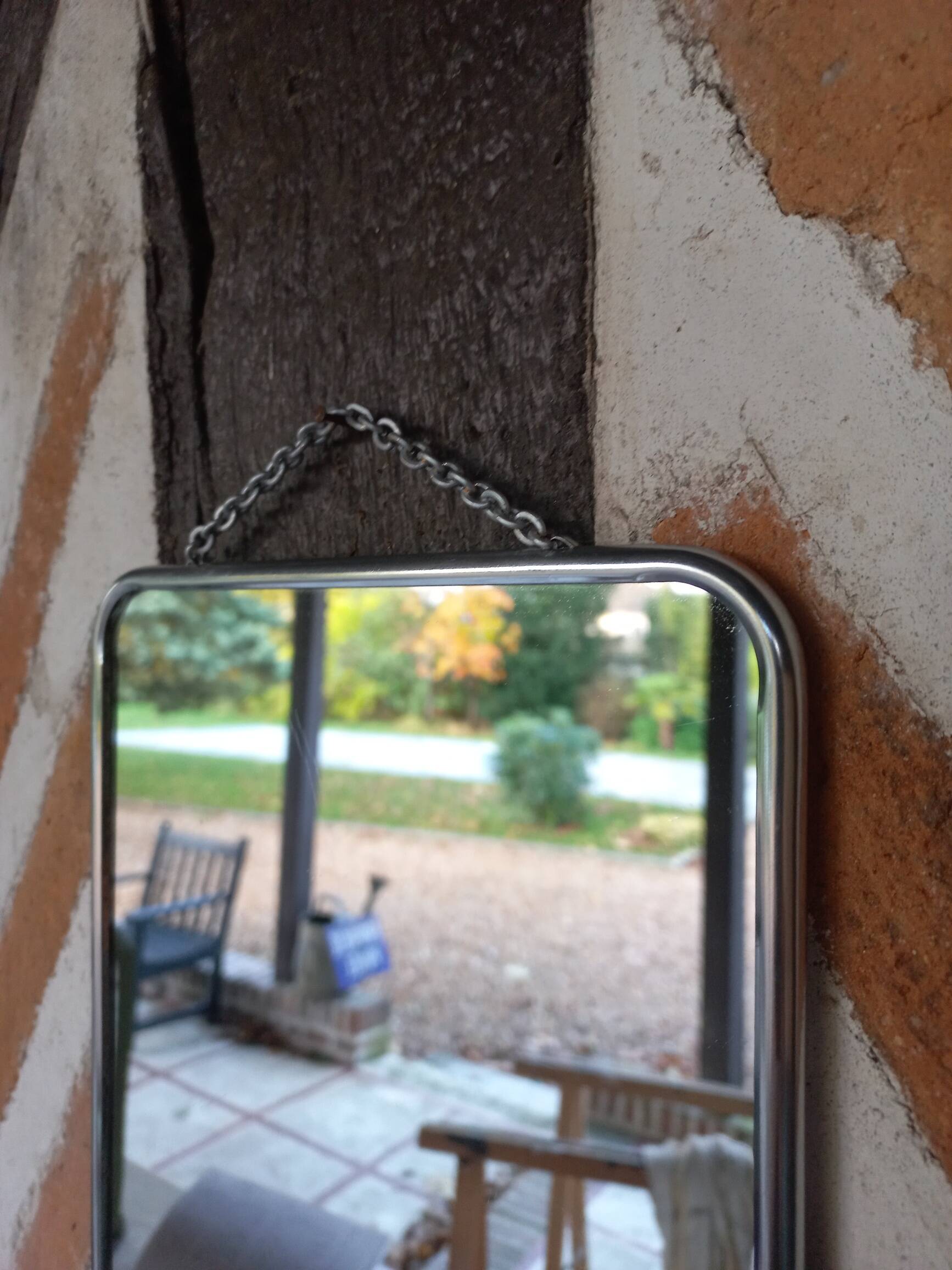 Barber mirror with chain