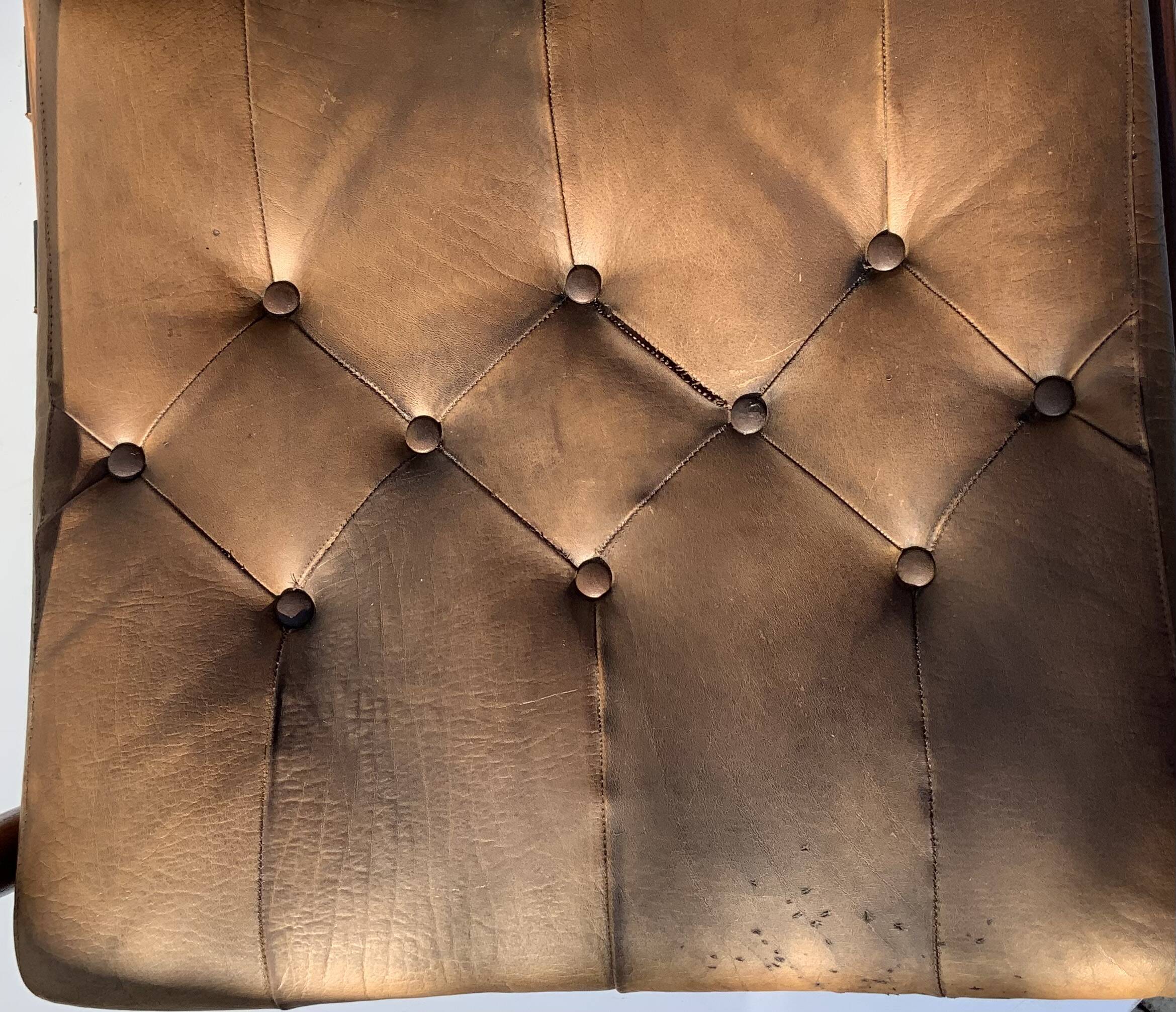 Vintage Leather Armchair “Läckö high” INGEMAR THILLMARK, OPE Möbler, 1965s