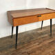 Bureau tricoteuse en teck vintage pieds compas fuseaux noir 1950 1960 style scandinave