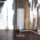 Vintage table lamp, wooden lamp with glass globe, accent lamp.