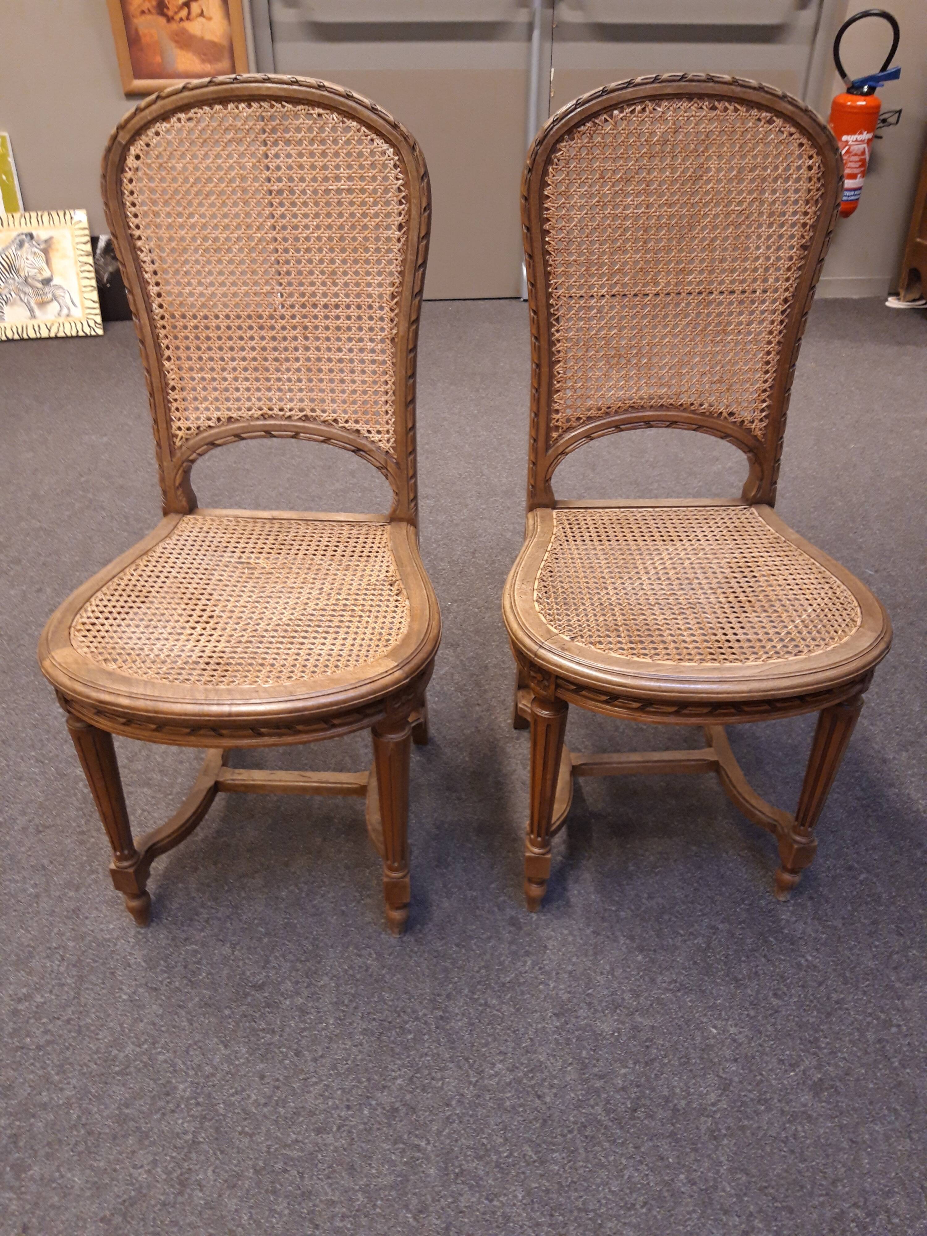 Lot of 2 canne chairs