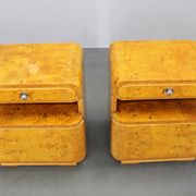 Pair of Art Deco burl wood nightstands, Czechoslovakia, 1940s