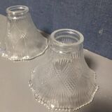 Tulip chiseled white glass