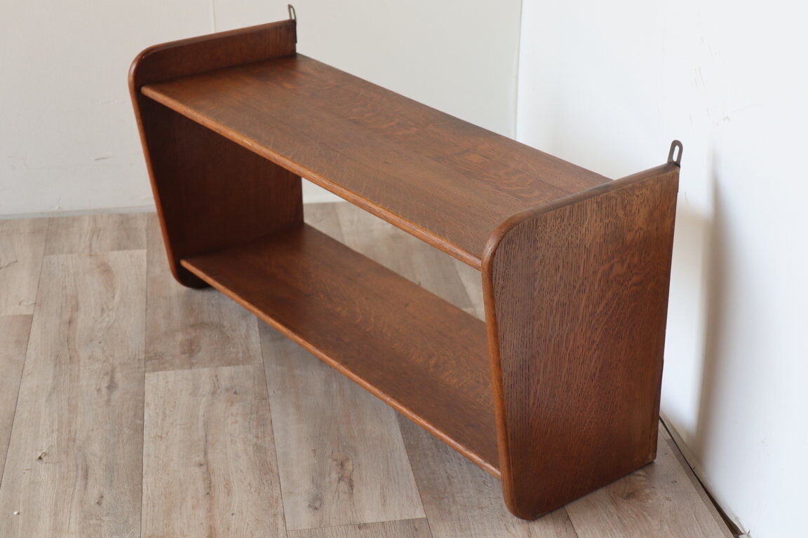Vintage solid oak wall shelf, 1950