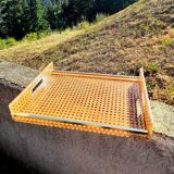 Plateau en cannage et lucite Alpac Creation 80's