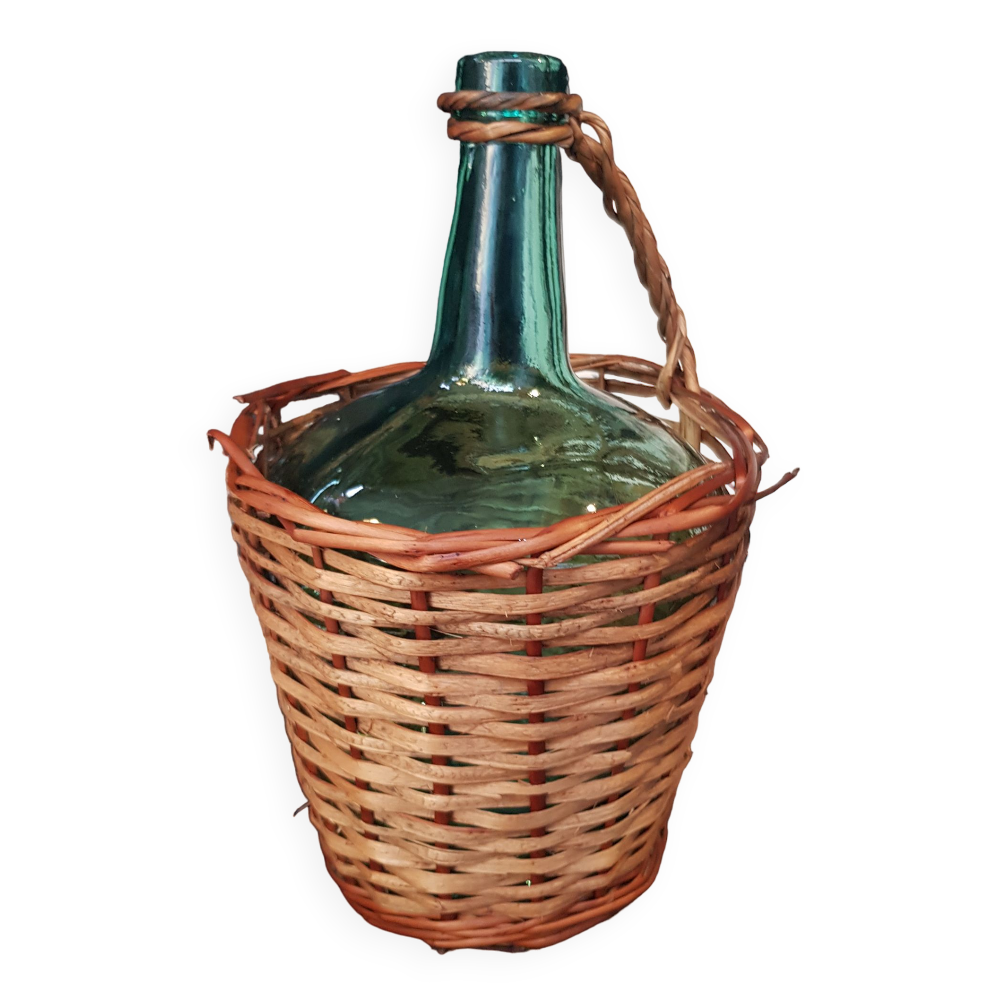 glass and rattan bottle