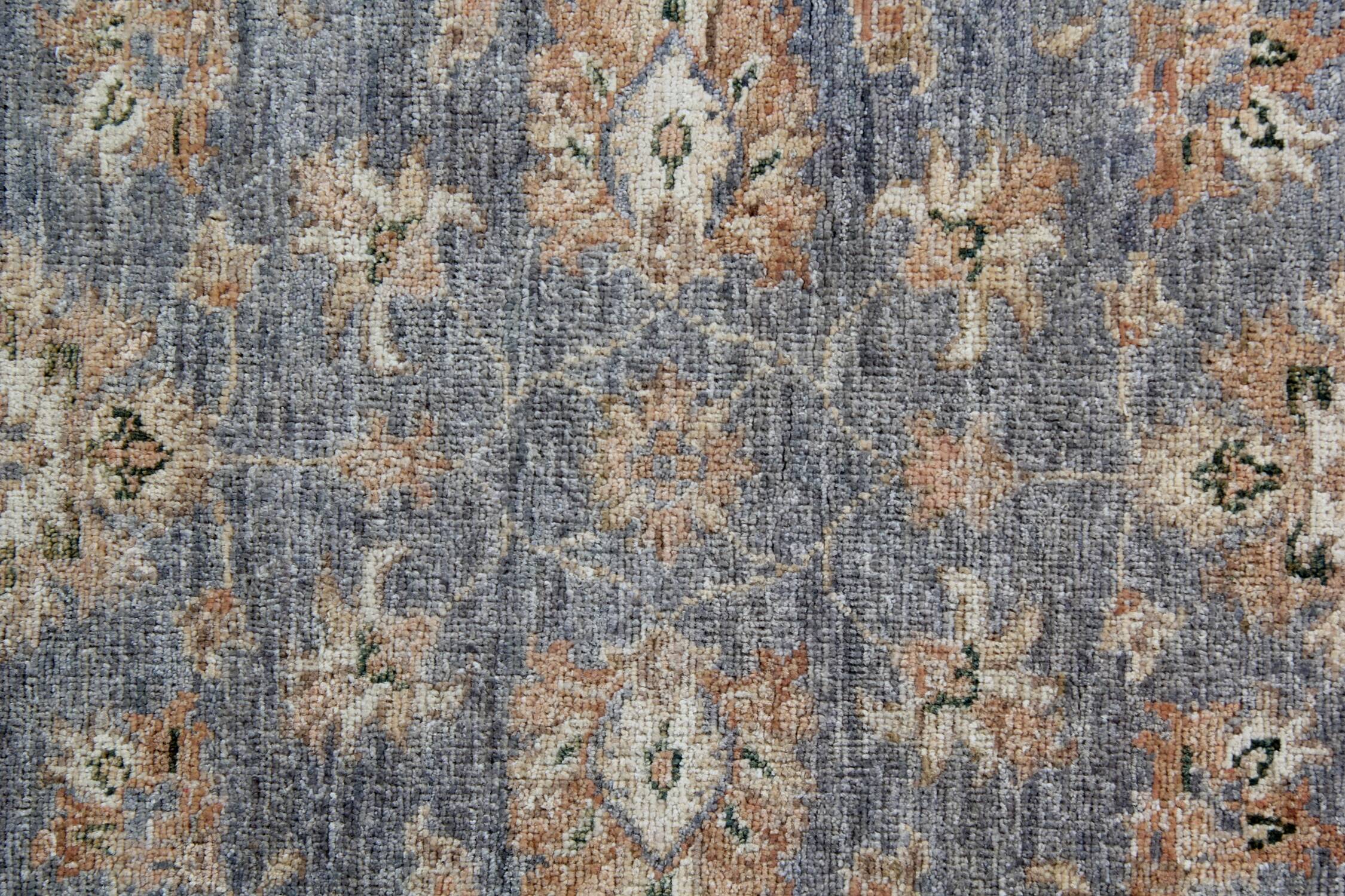 Handmade Beige & Grey Wool Runner Rug, Oriental Hallway Carpet 70x292 cm