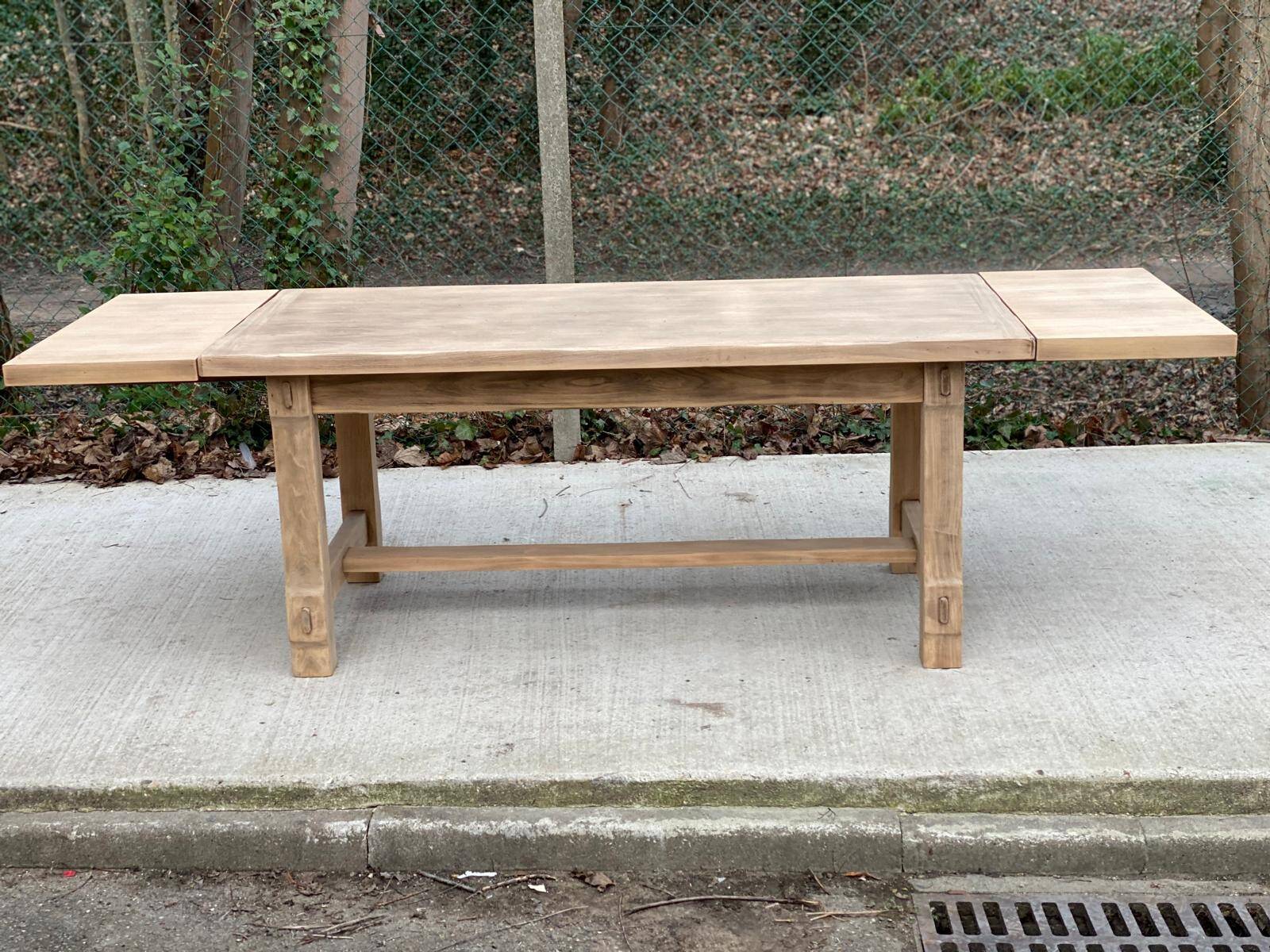 Renovated extendable farmhouse table in raw oak 255cm