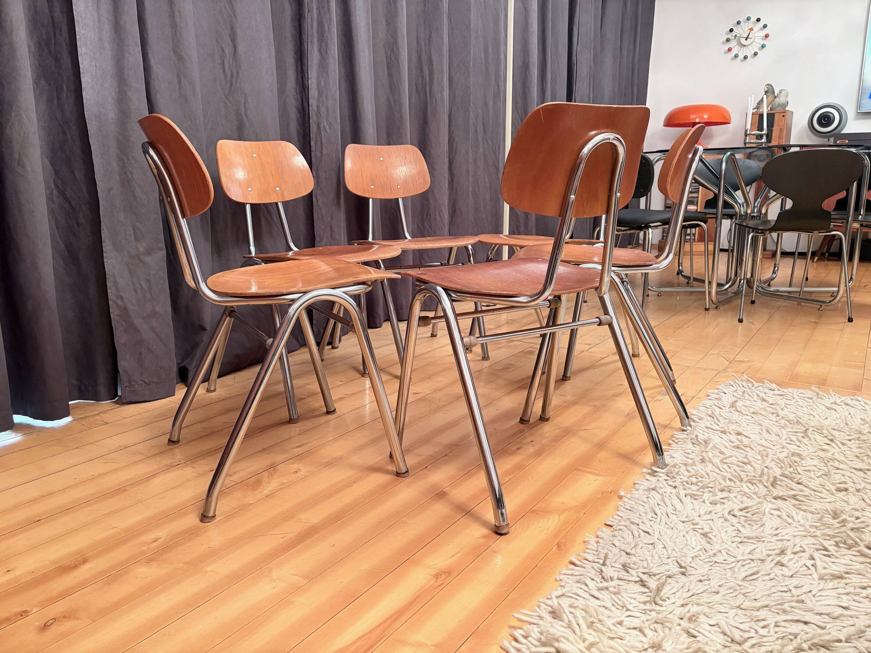 Set of six KN-38 chairs designed by Karl Nothhelfer for VS Möbel, Germany,