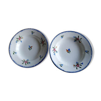Plates Creuses Sarreguemines Service Didier Hand-painted Old Vintage
