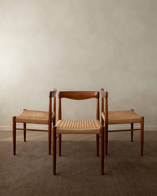Chaises de salle à manger vintage en teck danois par H.W. Klein pour Bramin, années 1960, ensemble de 3