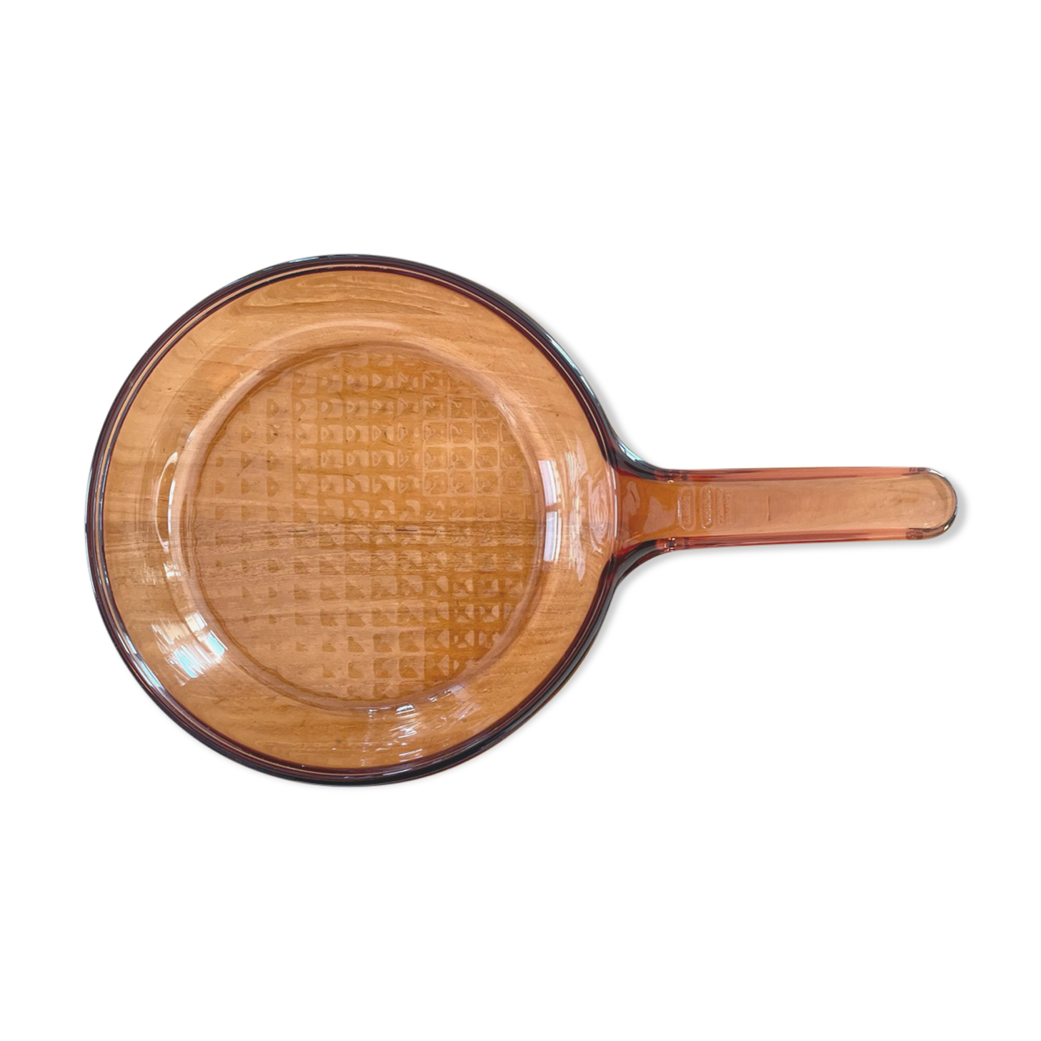 Vintage smoked glass pan Vision Ariel Corning France
