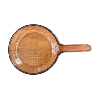 Vintage smoked glass pan Vision Ariel Corning France