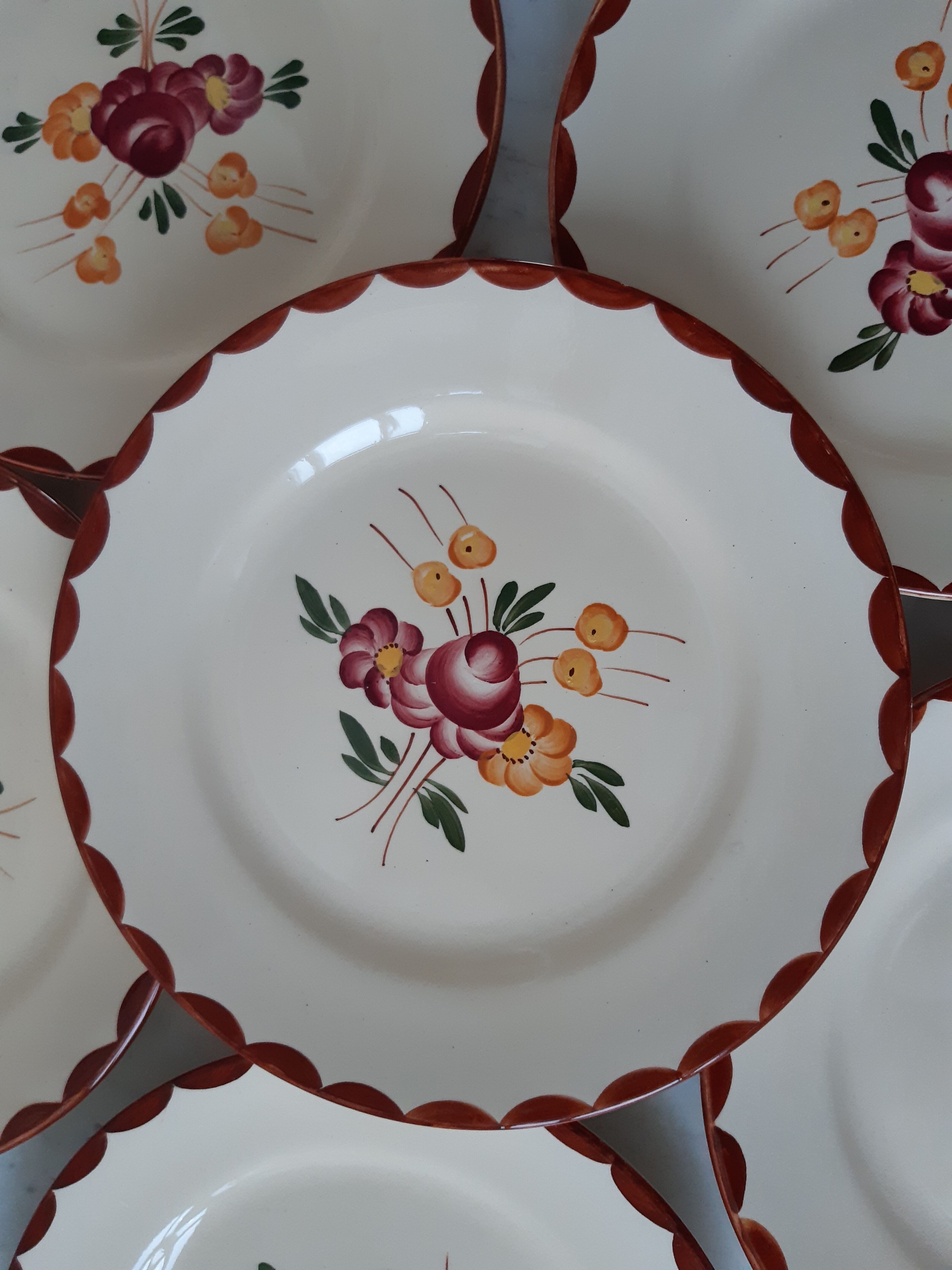 Set of 6 flat plates Loncgamp model Agen 30s