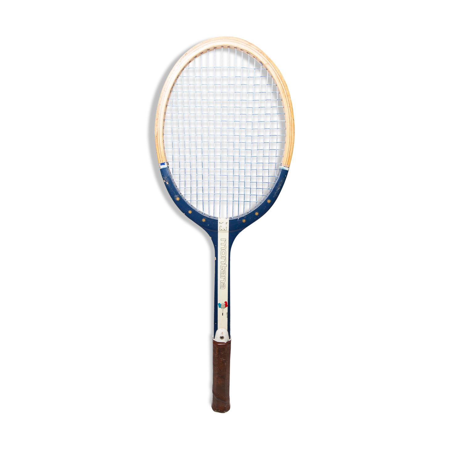 Blue Montana M505 racket with leather bag