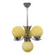 Art Deco Chrome and Opaline Glass Chandelier, Czechoslovakia