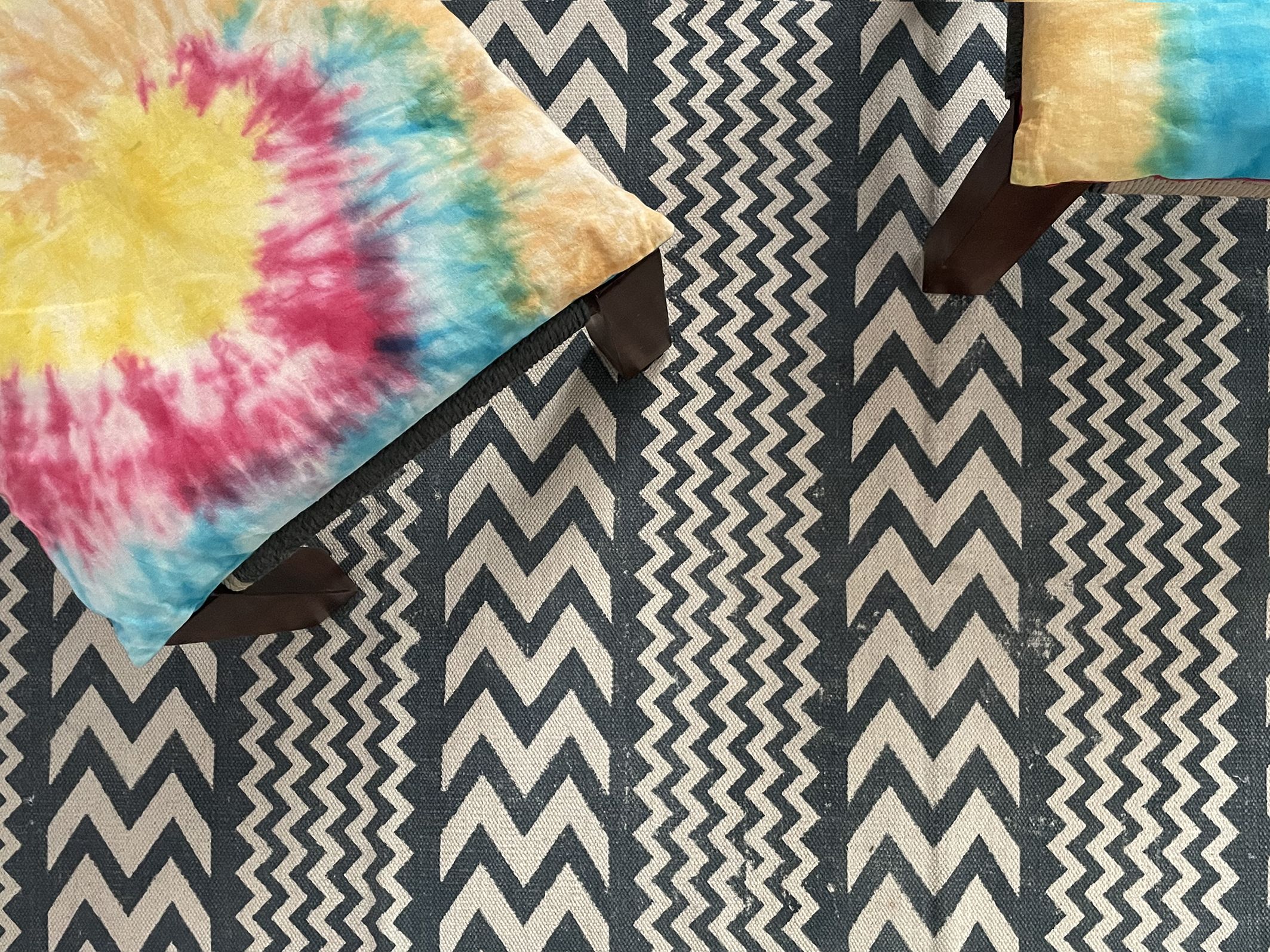 Cotton hand weaved hand block printed picnic rug