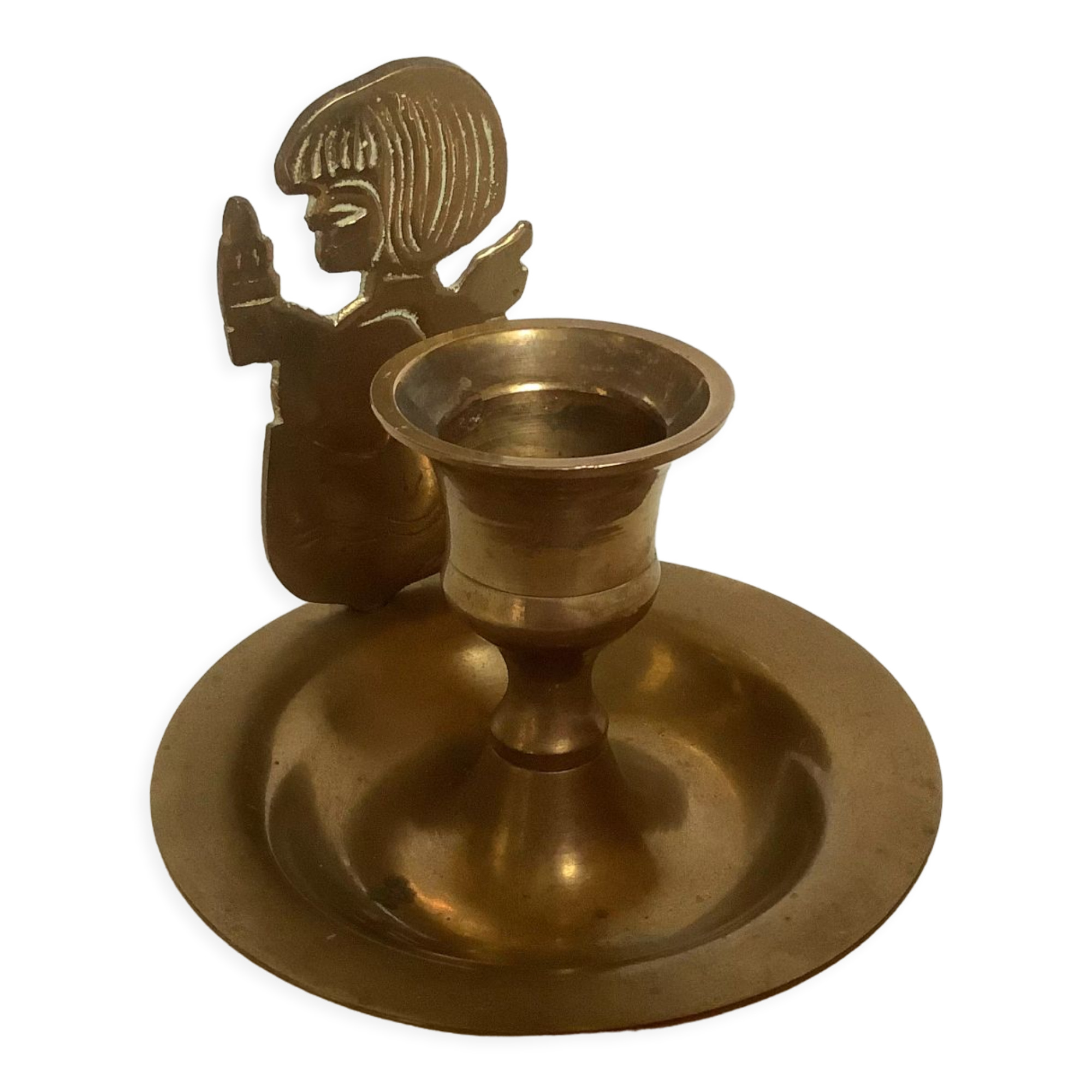 Brass angel candle holder