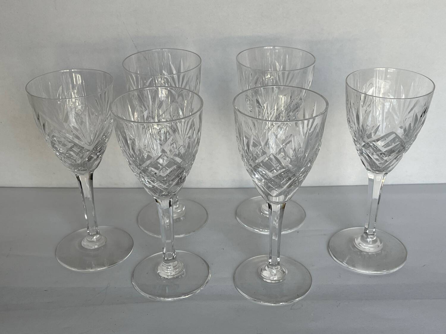 6 Saint Louis crystal red wine glasses