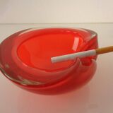 Vintage Italian Red Murano Glass Ashtray, 1960s