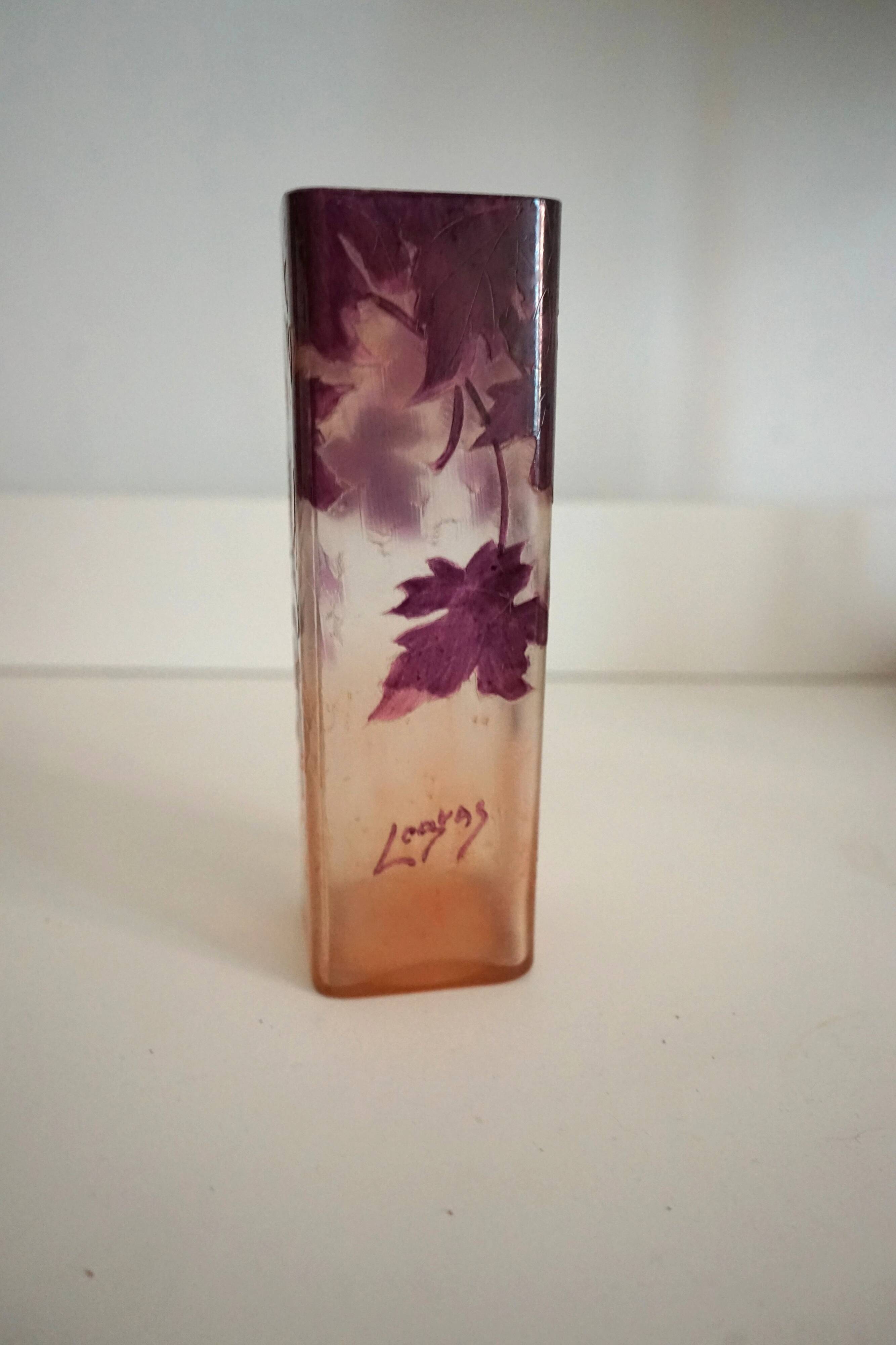 François-Théodore Legras square vase ruby series Art Nouveau 1900