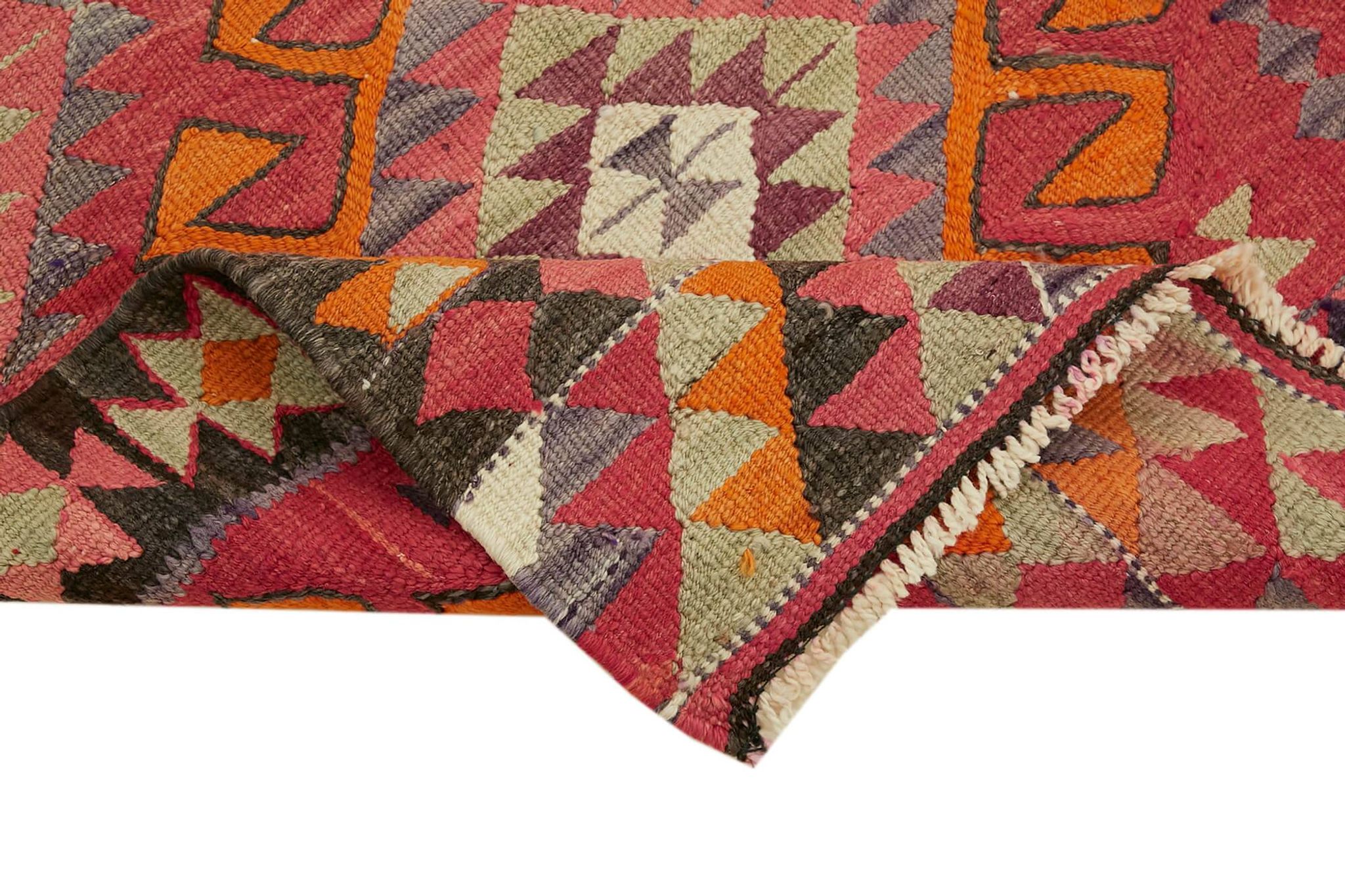 Tapis kilim vintage Herki tissé à la main en Turquie 100 cm x 345 cm