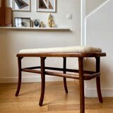 Wooden and beige cotton piano bench