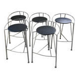 Set of 5 “silver moon” high stools Pascal Mourgue