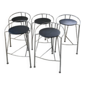 Set of 5 high stools "silver moon" Pascal Mourgue