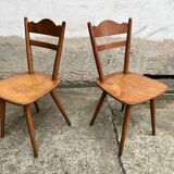 Set of 4 vintage beech bistro chairs – compass legs